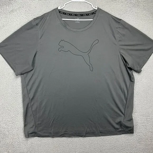 Puma Shirt Adult 4XL Big Tall Dry Cell Grey Running Training Tee Logo Mens NEW